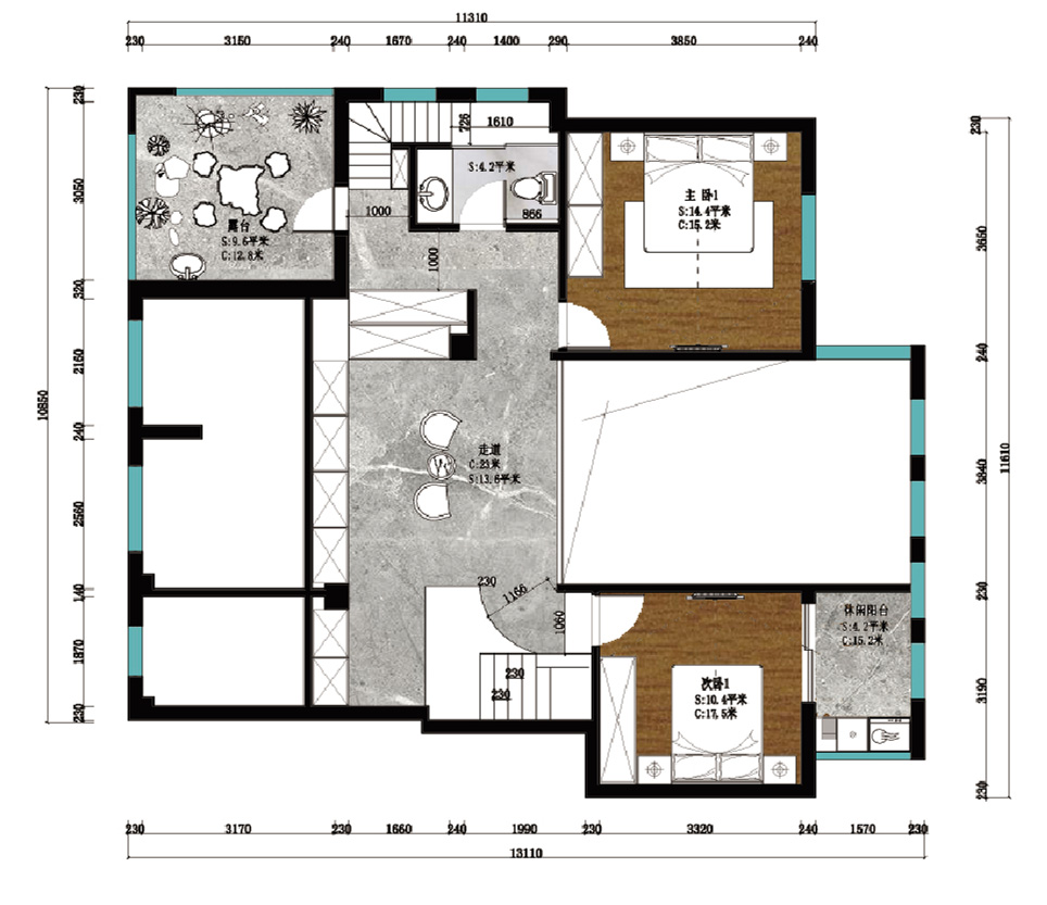 复式大宅室内装修设计-二层布局图 复式大宅室内装修设计-二层布局图