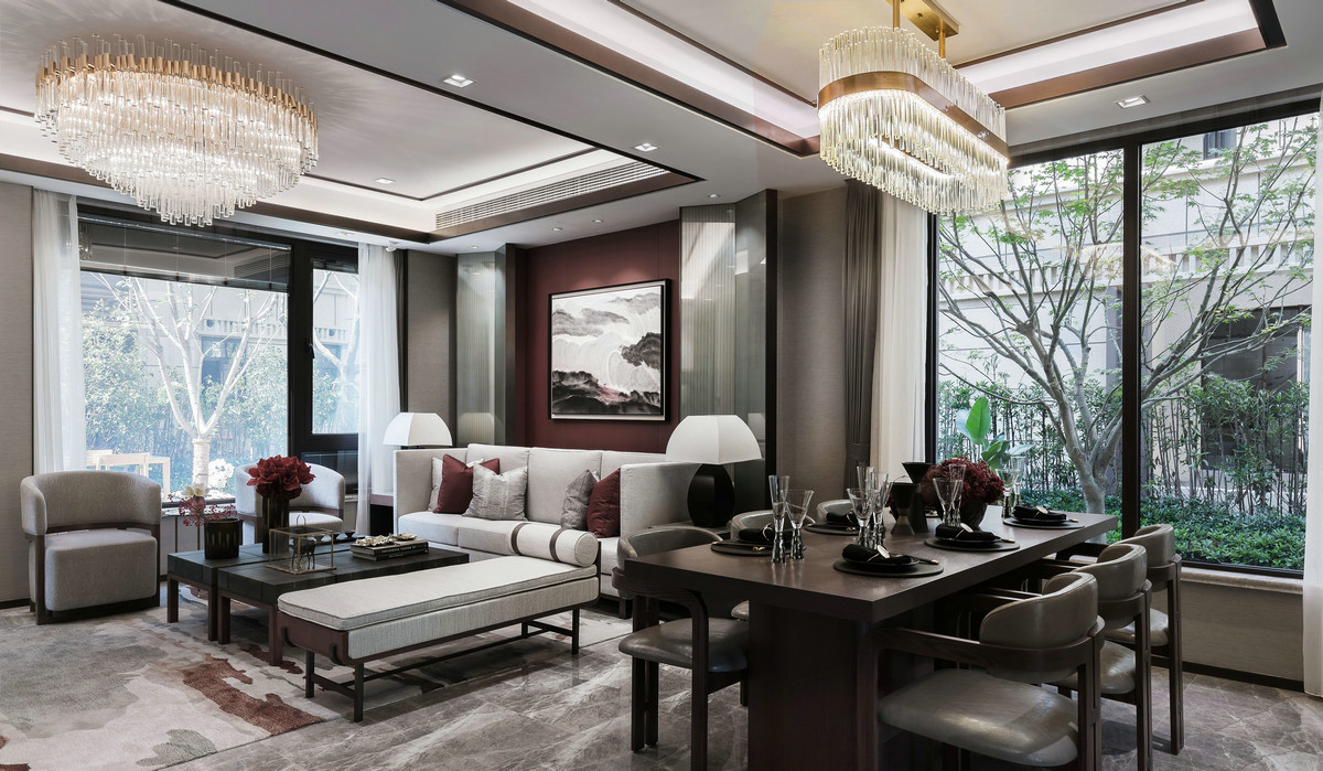 新中式风格别墅室内设计家装案例-客厅 新中式风格别墅室内设计家装案例-客厅