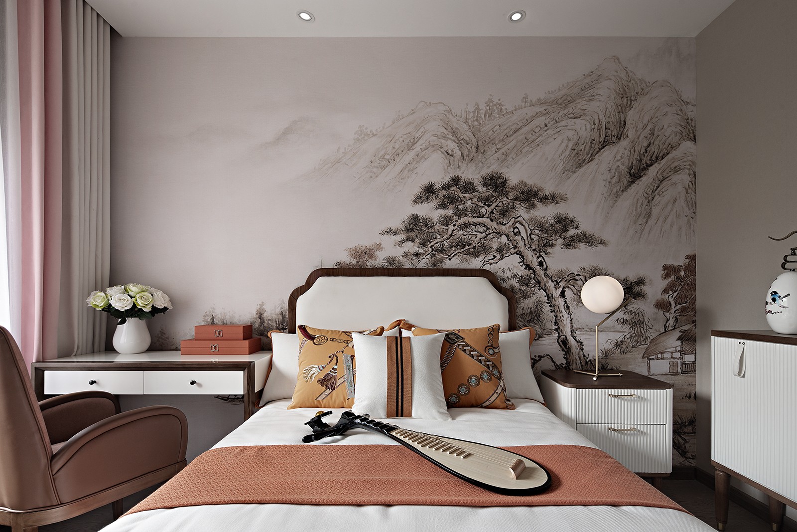 佛山装修公司新中式风格室内装修效果图-主卧 佛山装修公司新中式风格室内装修效果图-主卧