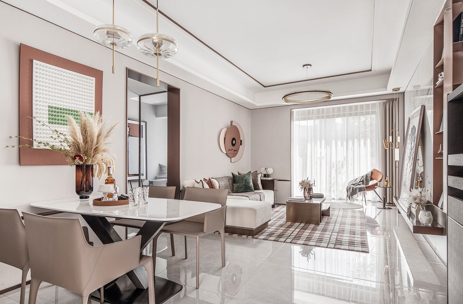 现代轻奢风格室内设计家装案例-客餐厅 现代轻奢风格室内设计家装案例-客餐厅